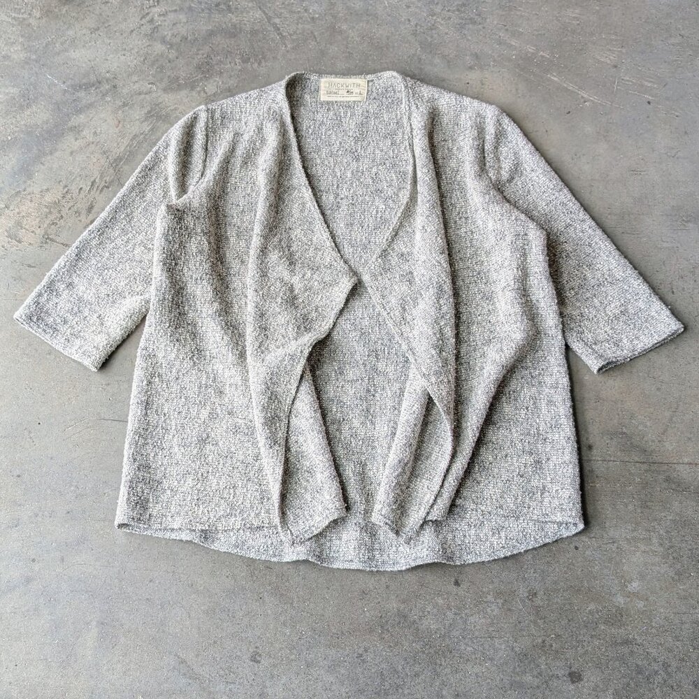 Hackwith Design House Wetzel Gray Boucle Knit Wool Waterfall Cardigan large